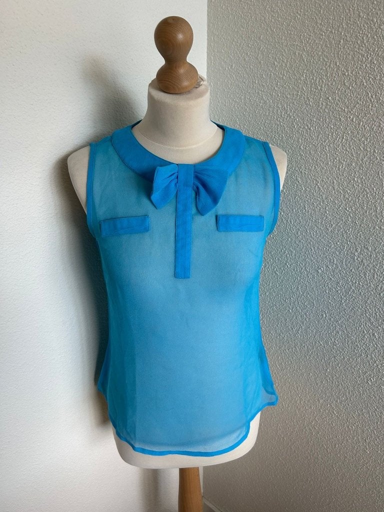 King Louie maat S prachtige bauwe retro top tshirt 3417, Blauw, Ophalen of Verzenden, Zo goed als nieuw, King Louie