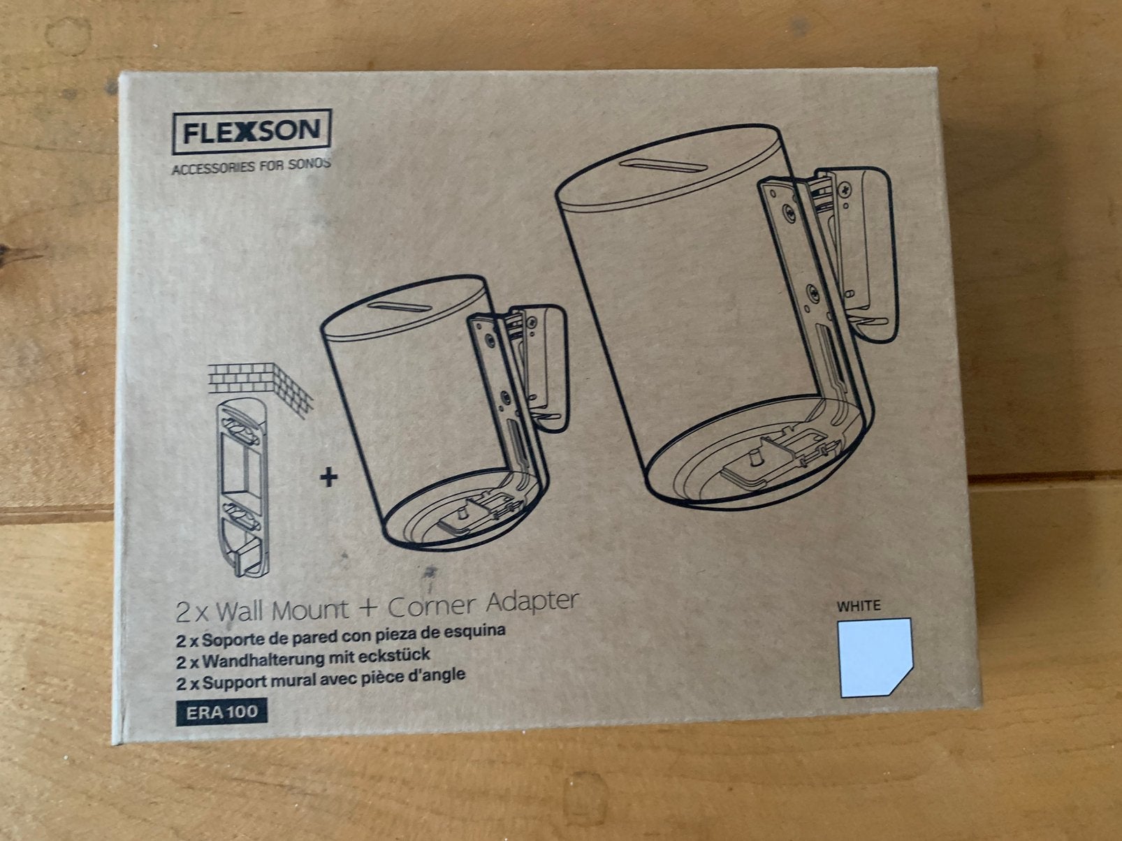 2 Flexson muurbeugels Era 100 (wit, nieuw in doos)., Inclusief standaarden, Overige typen, Nieuw, Minder dan 60 watt
