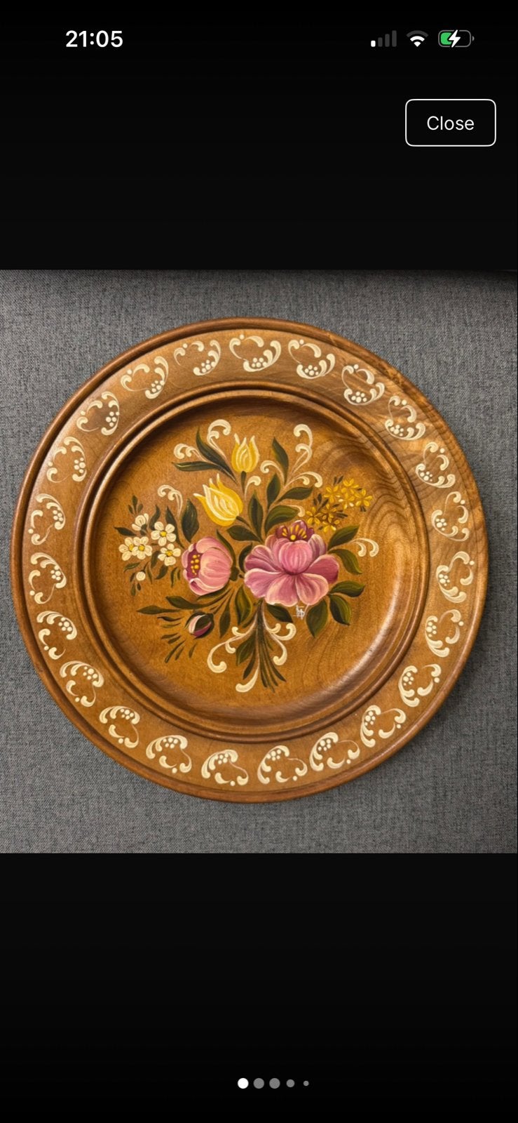 Houten handgeschilderde decoratieve schaal, Ophalen of Verzenden