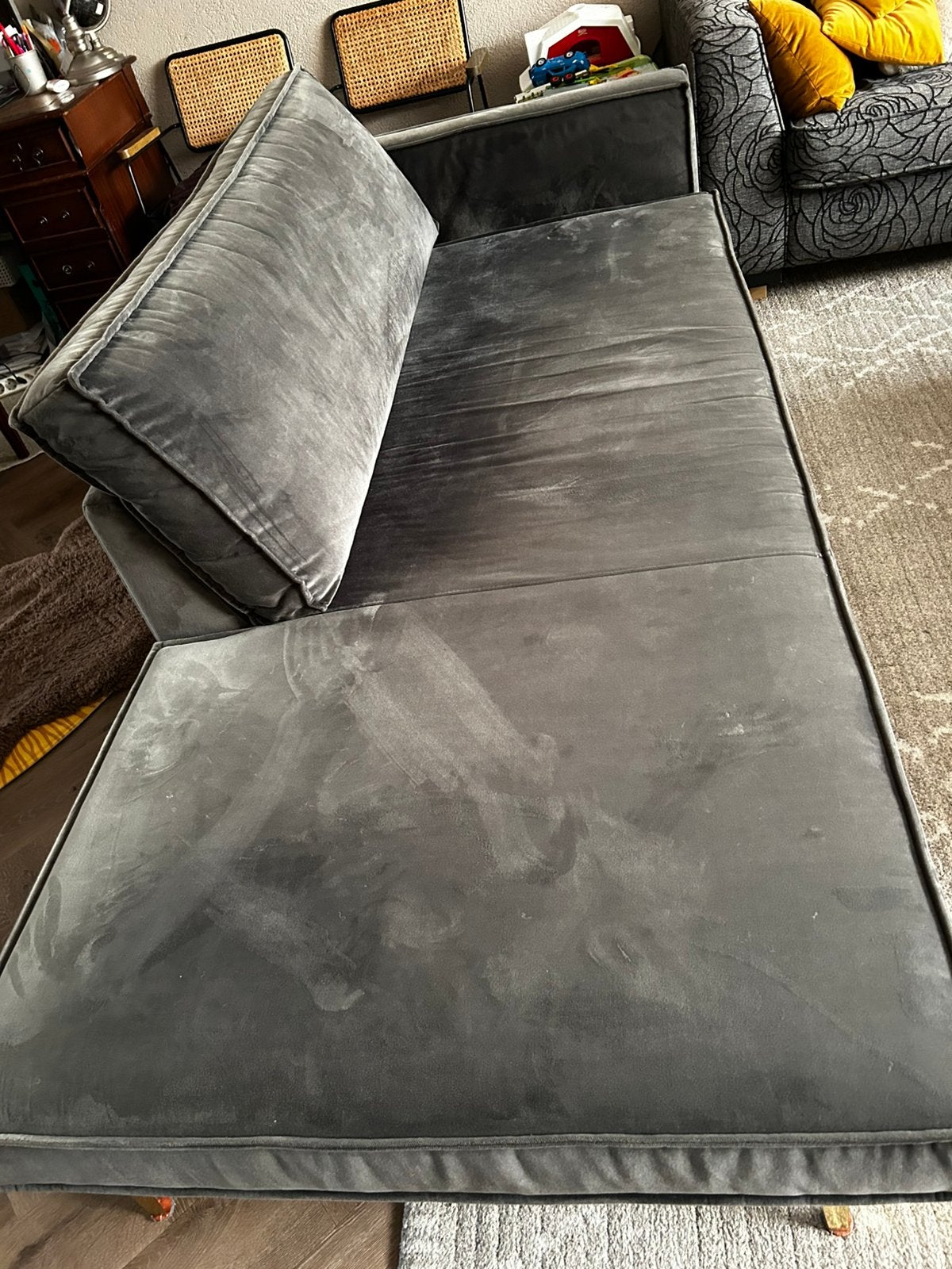 Be pure home velvet velours daybed chaisse longue antraciet, 150 tot 200 cm, 75 tot 100 cm, Ophalen of Verzenden, Zo goed als nieuw