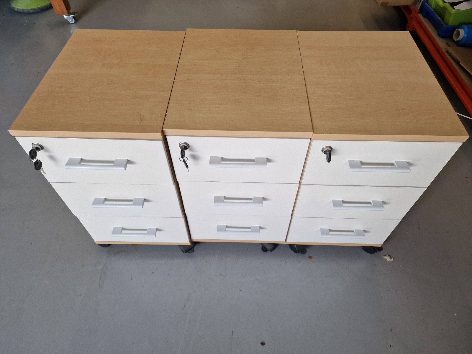 Verrijdbaar ladeblok met 3 laden - Wit/Hout, Ophalen, Minder dan 50 cm, 3 of 4 laden, Minder dan 100 cm