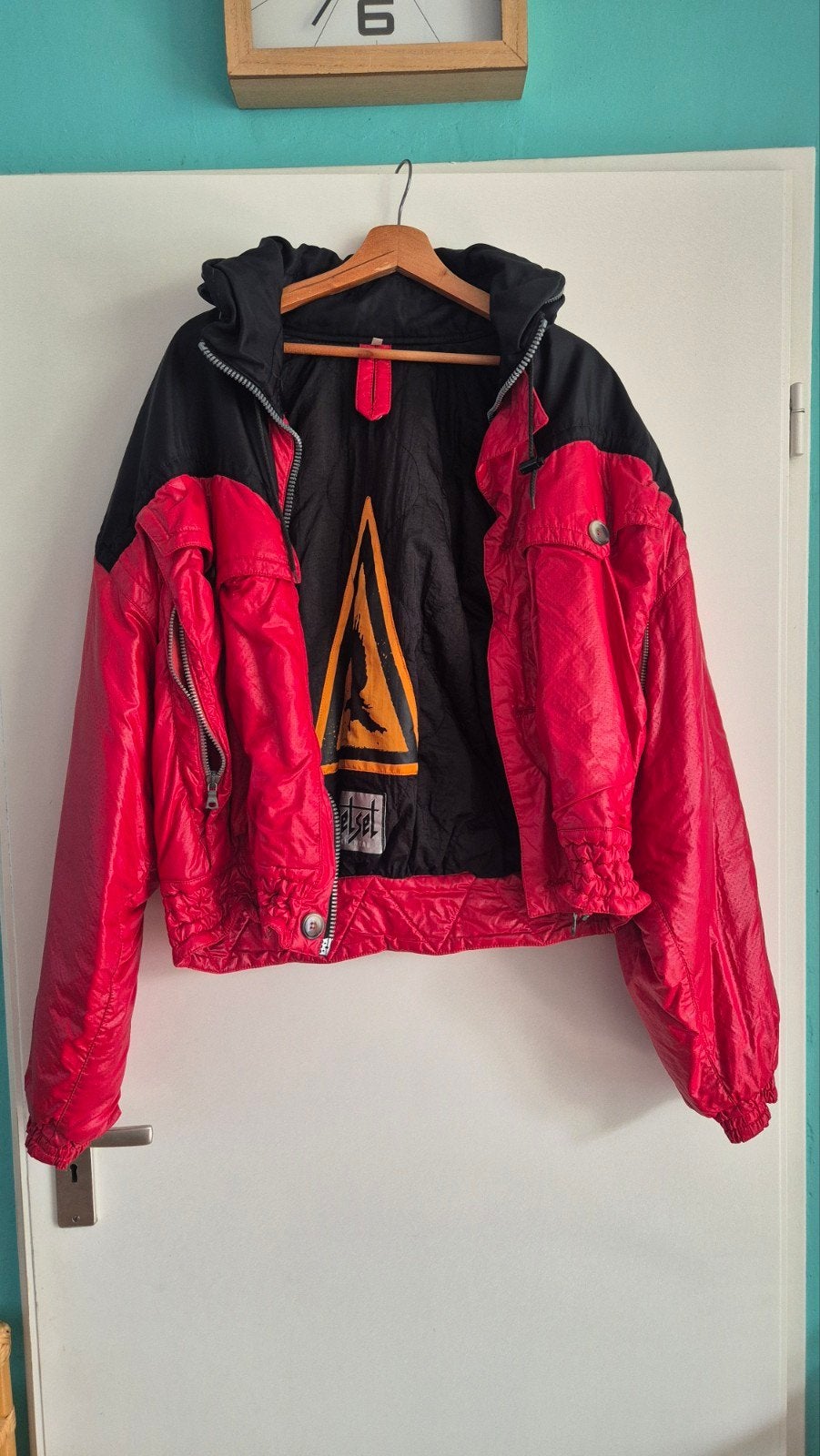 ​"Vintage 80s 90s Jet Set St. Moritz Ski Jacket Red Black Re, Zwart, Maat 56/58 (XL), Zo goed als nieuw, Jetset
