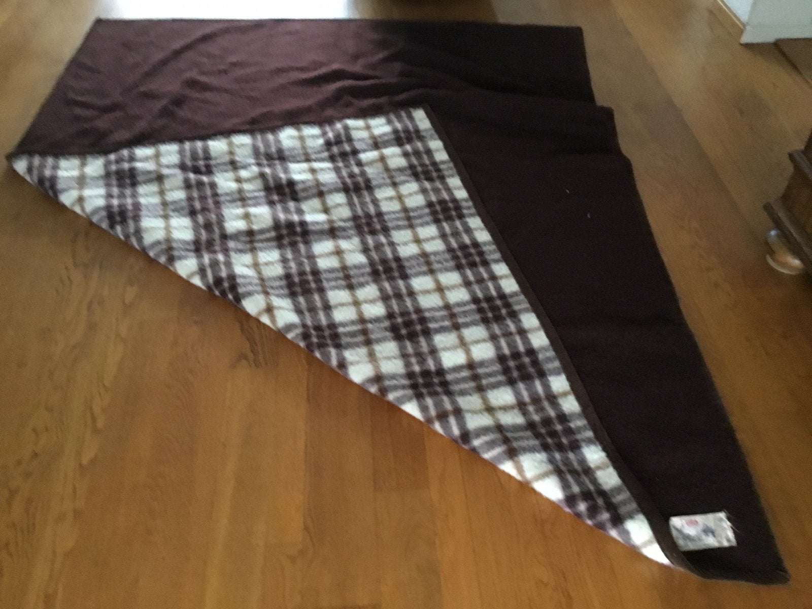 Vintage Aabe wollen deken - bruin geruit, Ophalen, Overige merken, Gebruikt, Bruin