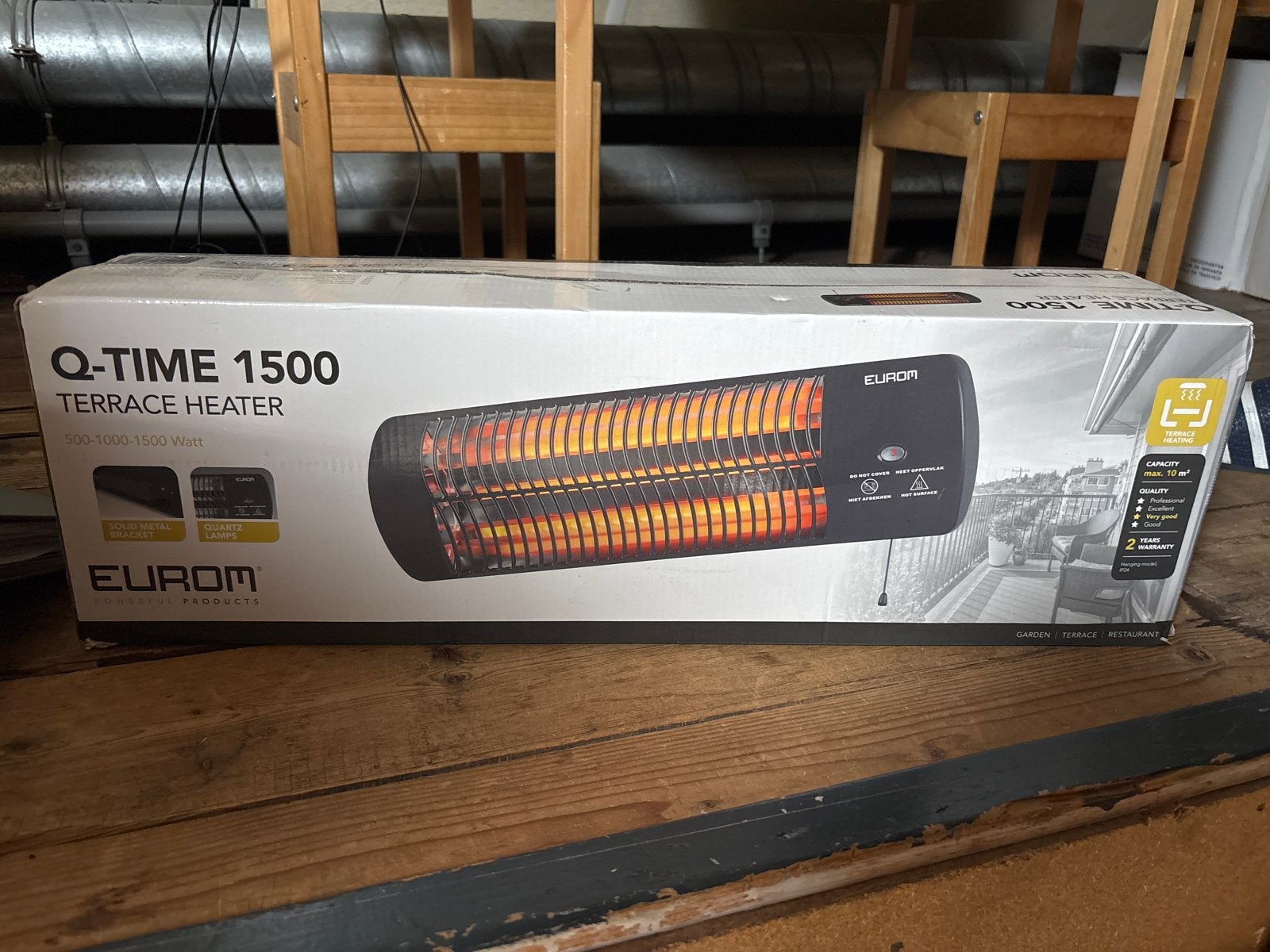 Eurom Q-Time 1500 Terrasverwarmer - Elektrisch, Ophalen, Zo goed als nieuw, Elektrisch, Wand