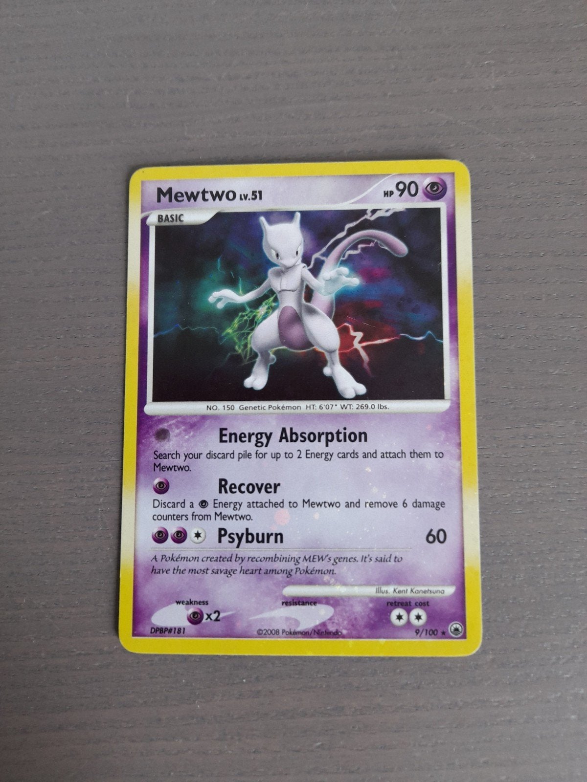 Majestic dawn 9/100 mewtwo holo bleed, Ophalen of Verzenden, Gebruikt, Losse kaart, Foil