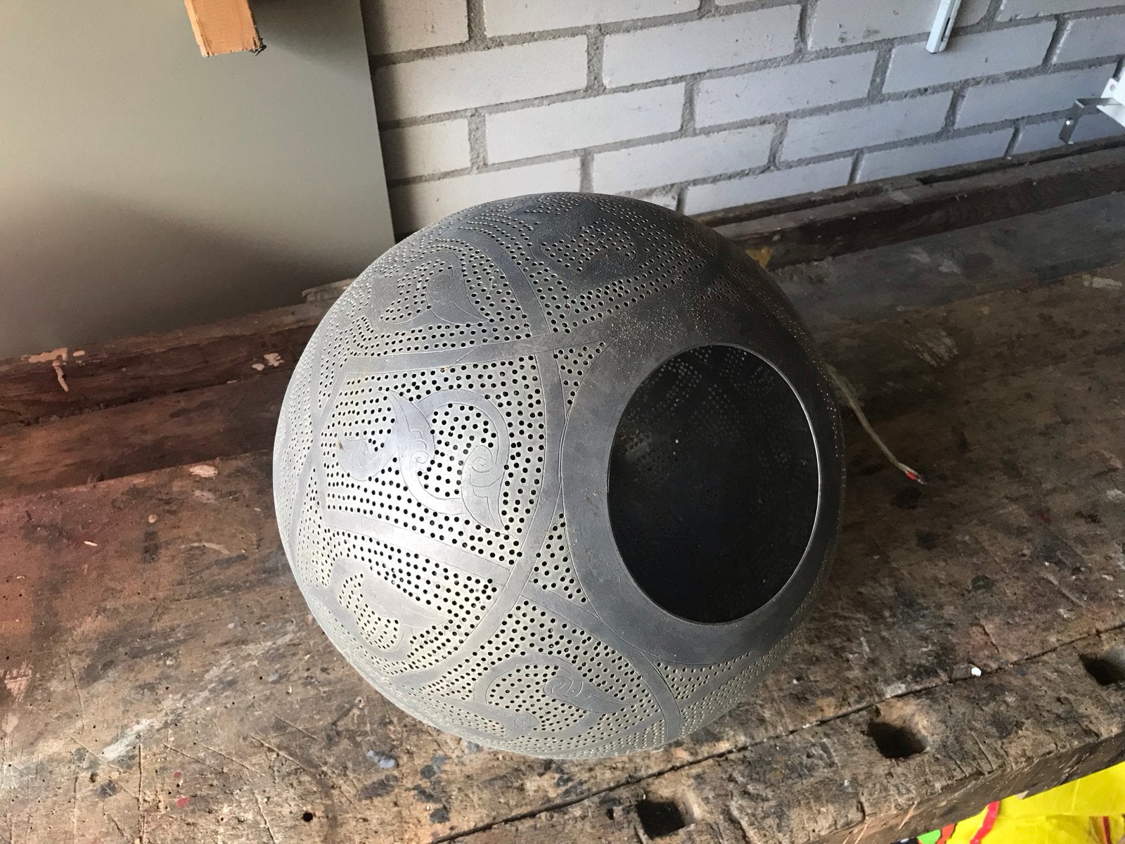 Oosterse hanglamp/bollamp met gaatjespatroon, Ophalen, Minder dan 50 cm, Gebruikt, Minder dan 100 cm