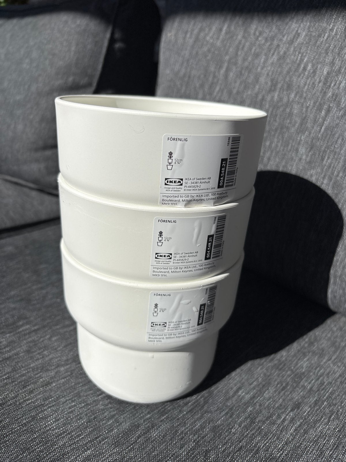3x IKEA FÖRENLIG bloempot wit 12 cm, Tuin en Terras, Kunststof, Rond, Binnen, Ophalen of Verzenden