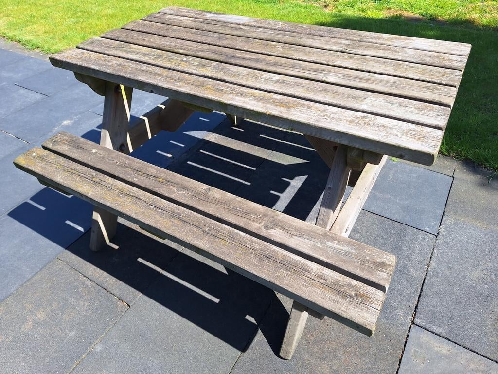 Stevige houten kinder picknicktafel, Tuin en Terras, Picknicktafels, Gebruikt, Rechthoekig, Hout, Ophalen