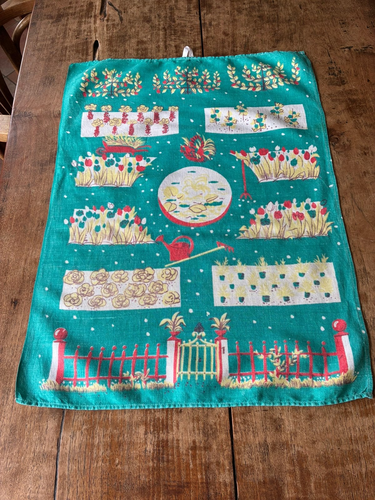 Theedoek - vintage - groen, Huis en Inrichting, Ophalen of Verzenden, Zo goed als nieuw, Groen, Theedoek of Handdoek
