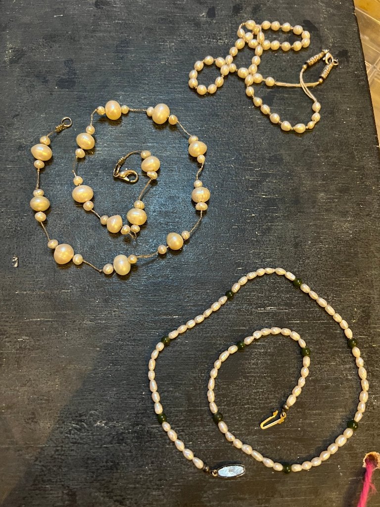 Vintage lotje boho zoetwaterparels parelkettingen kettingen, Overige materialen, Overige kleuren, Ophalen of Verzenden, Zo goed als nieuw