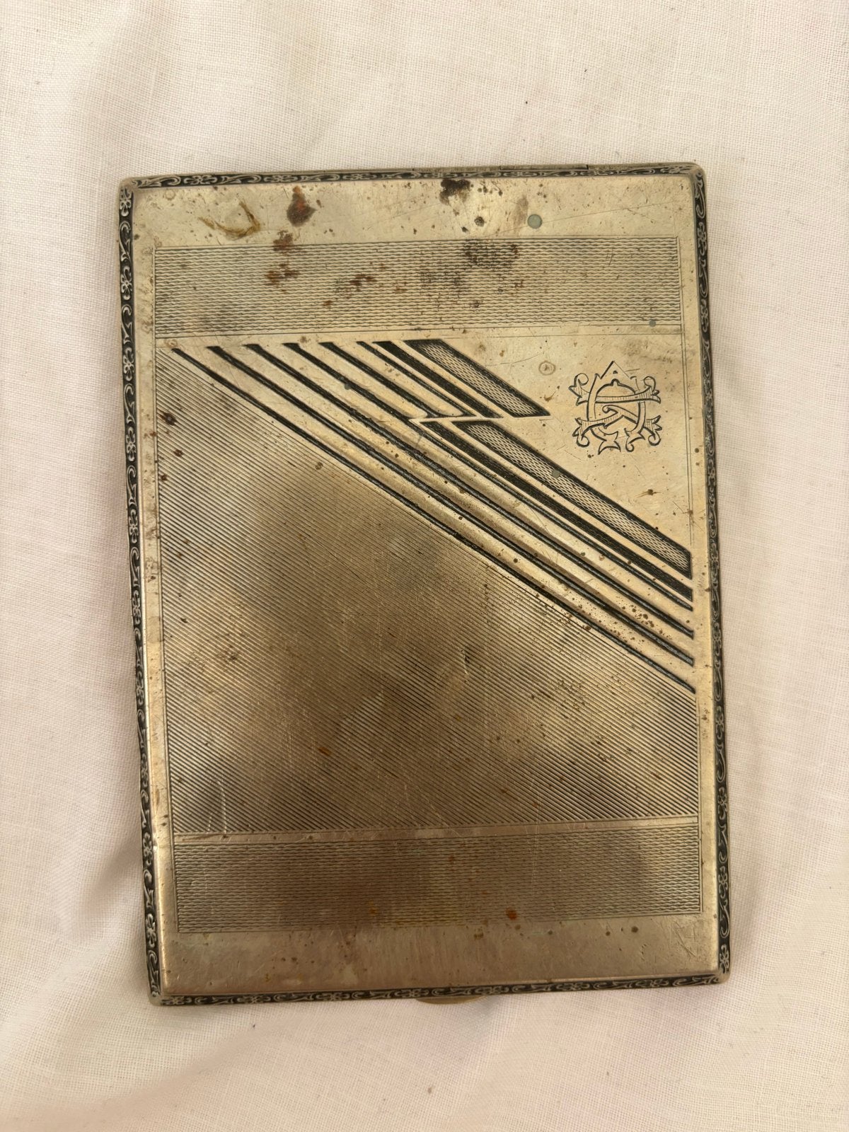 Vintage sigarettendoosje met art deco design, Ophalen of Verzenden, Gebruikt, Tabaksdoos of Verpakking