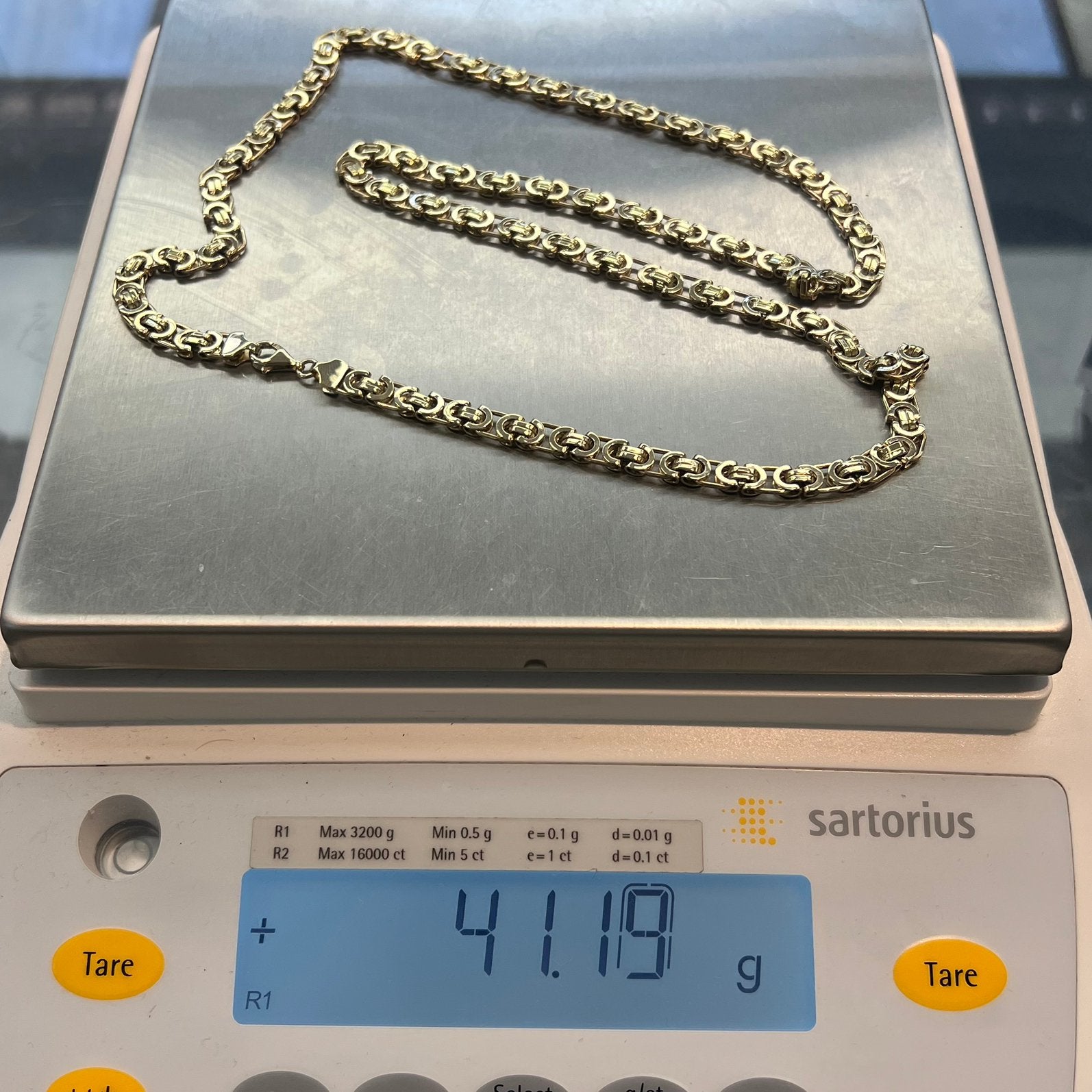 14 karaat koningsketting plat schakel 41 gram, Ophalen of Verzenden, Zo goed als nieuw, Goud
