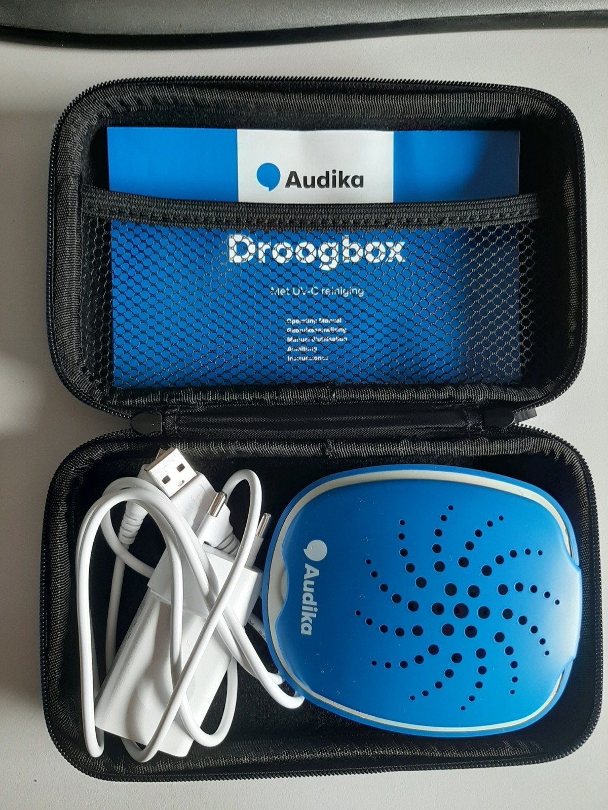 Audika Droogbox met UV-C reiniging voor hoortoestellen, Ophalen of Verzenden, Zo goed als nieuw, Overige typen