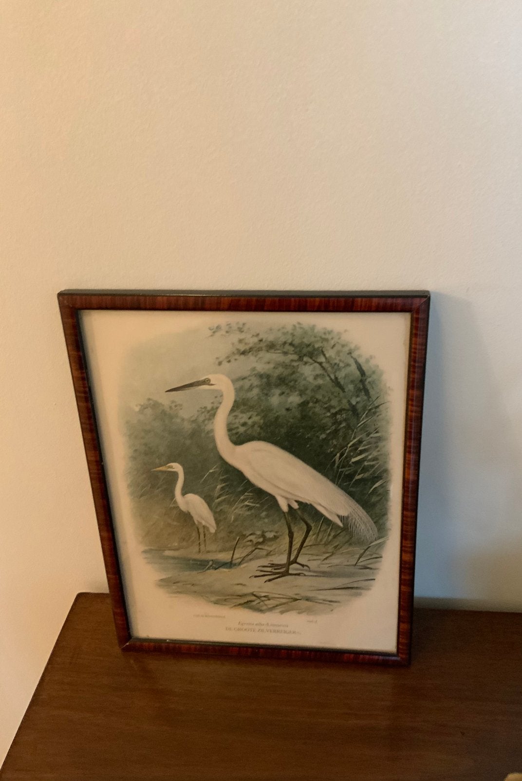 Mooi oud schilderijtje met Mahonie houten lijst, Ophalen of Verzenden