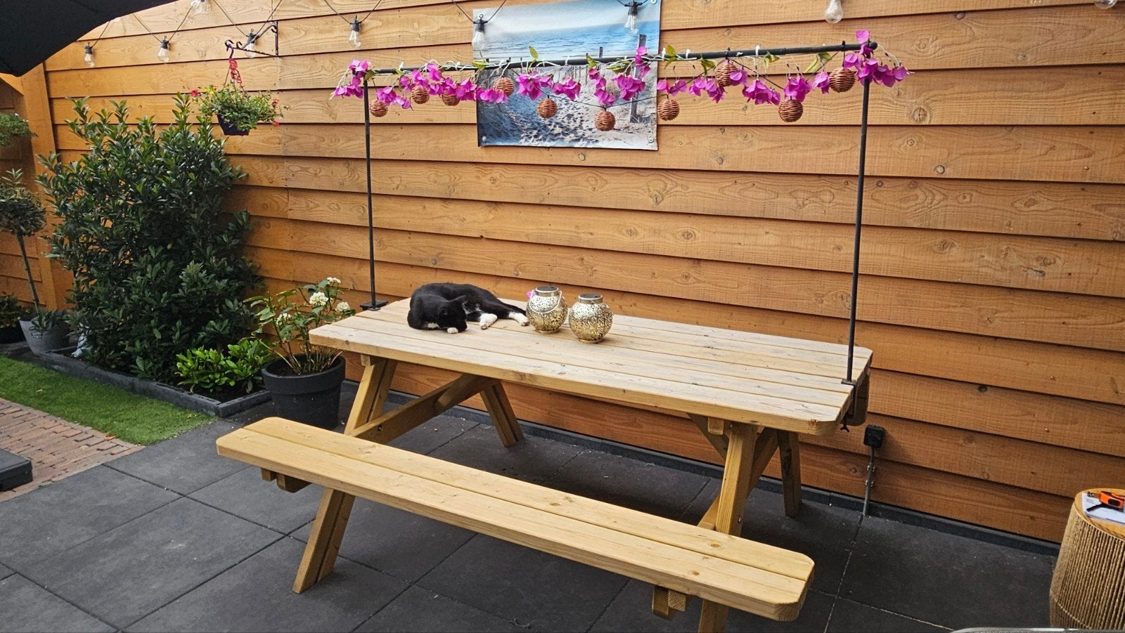 Mooie picknicktafel (weinig gebruikt), Tuin en Terras, Picknicktafels, Rechthoekig, Hout, Inklapbaar, Ophalen
