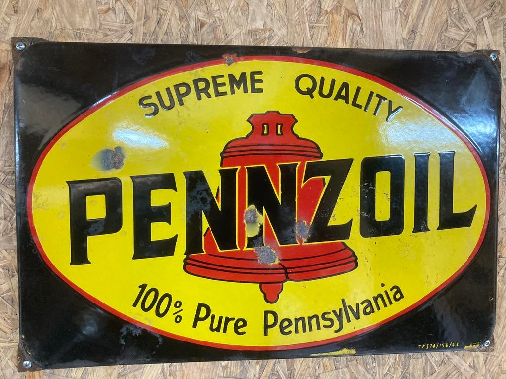 Pennzoil emaille bord, Ophalen of Verzenden, Zo goed als nieuw, Reclamebord