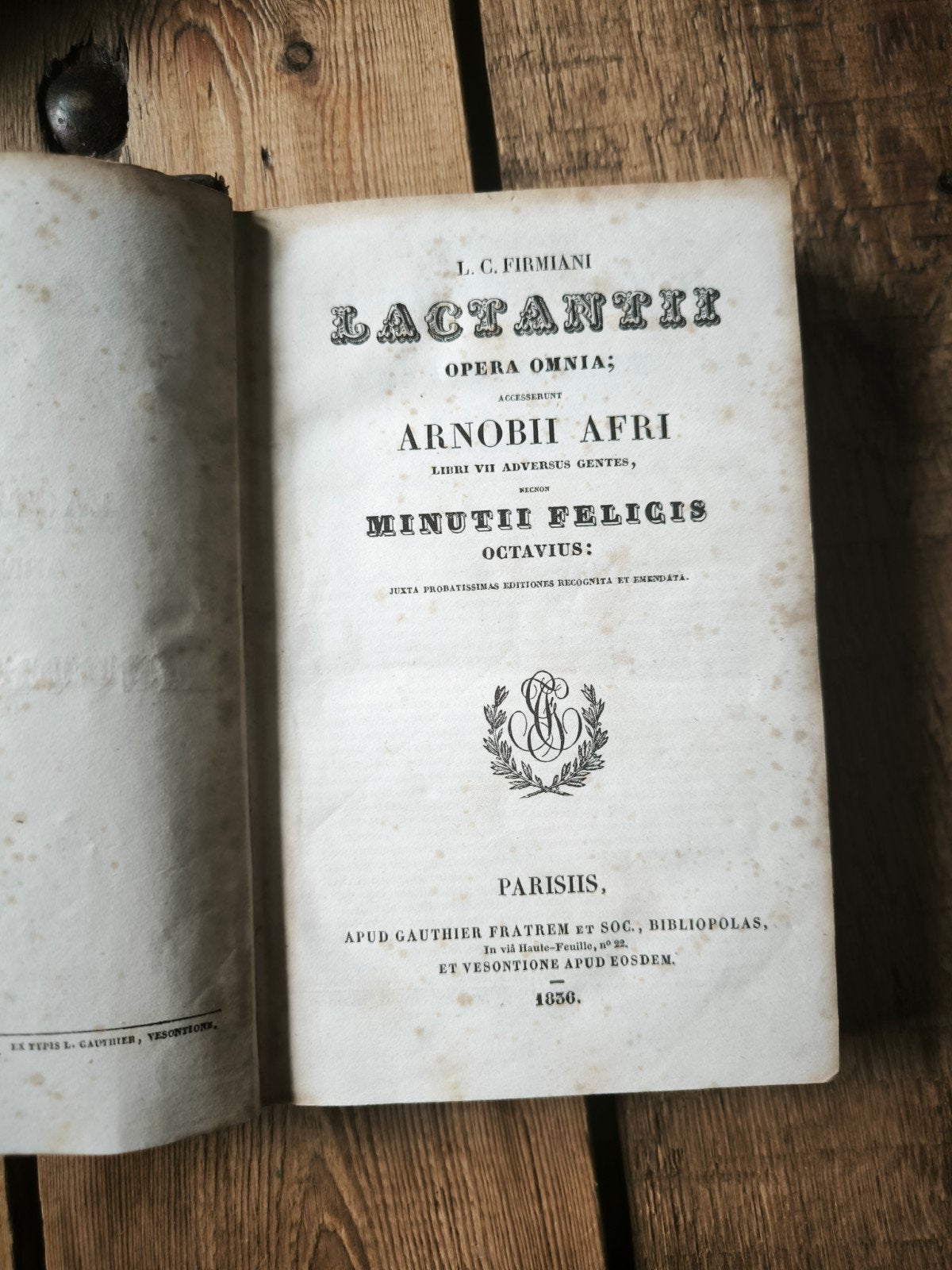 Antiek boek 1850 L.C. Firmiani Lactantii Opera Omnia, Ophalen of Verzenden, L.C. Firmiani