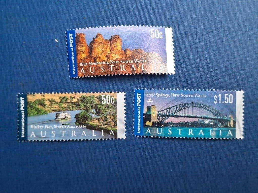 Postzegel Australie 2000 ev 3 Panoramazegels 23-08, Ophalen of Verzenden, Gestempeld