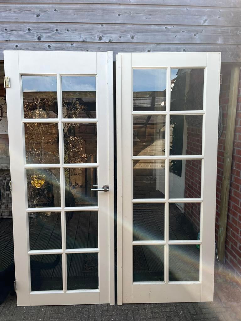 2 binnendeuren met glas, Doe-het-zelf en Verbouw, Deuren en Horren, Ophalen, Binnendeur, 200 tot 215 cm, Glas