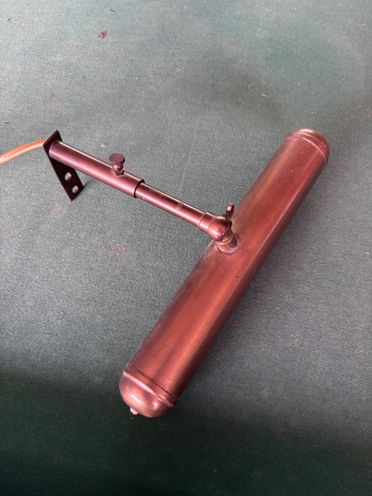 Antieke koperen schilderijverlichting / wandlamp, Ophalen