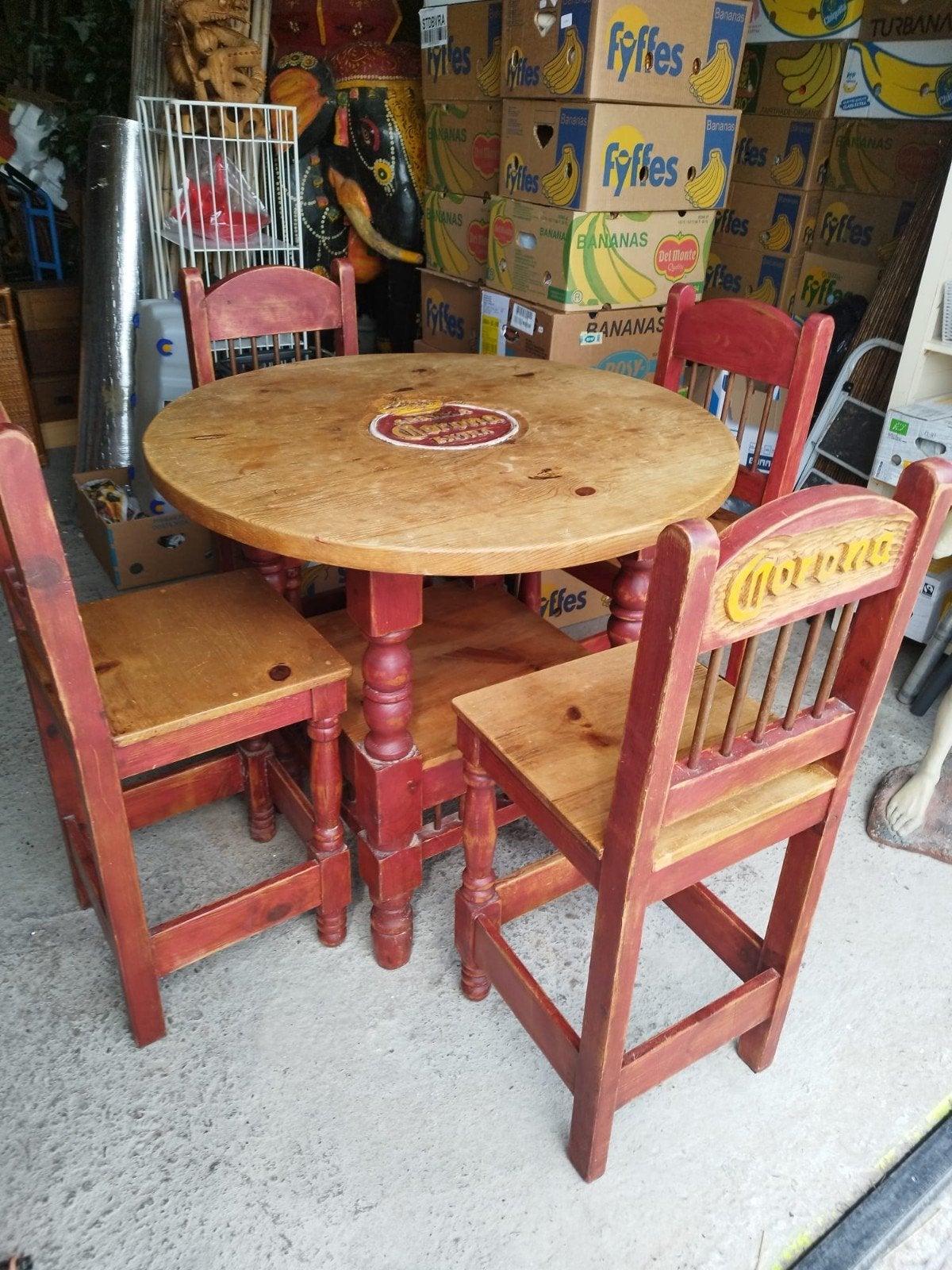 Vintage Mexicaanse houten Carona Bier mancave bar tafel, Ophalen, Reclamebord