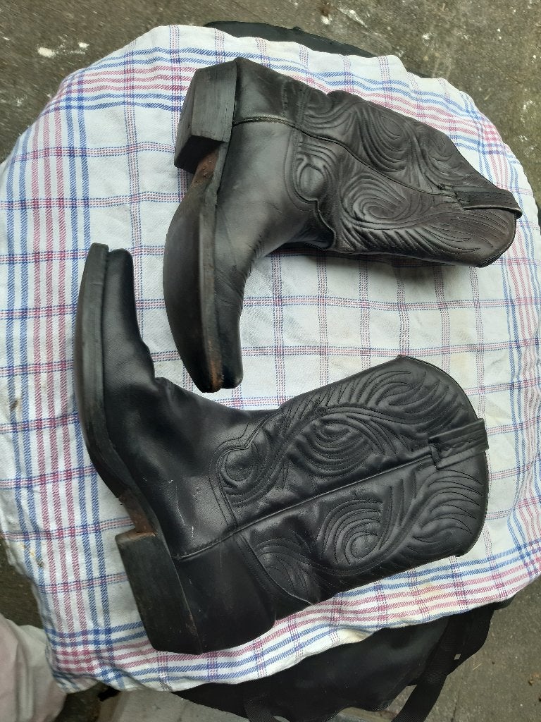 Zwarte Cowboylaarzen, leer, voor Dames, maat 37, 2 soorten, Ophalen, Hoge laarzen, Zwart, Zwarte Cowboylaarzen,