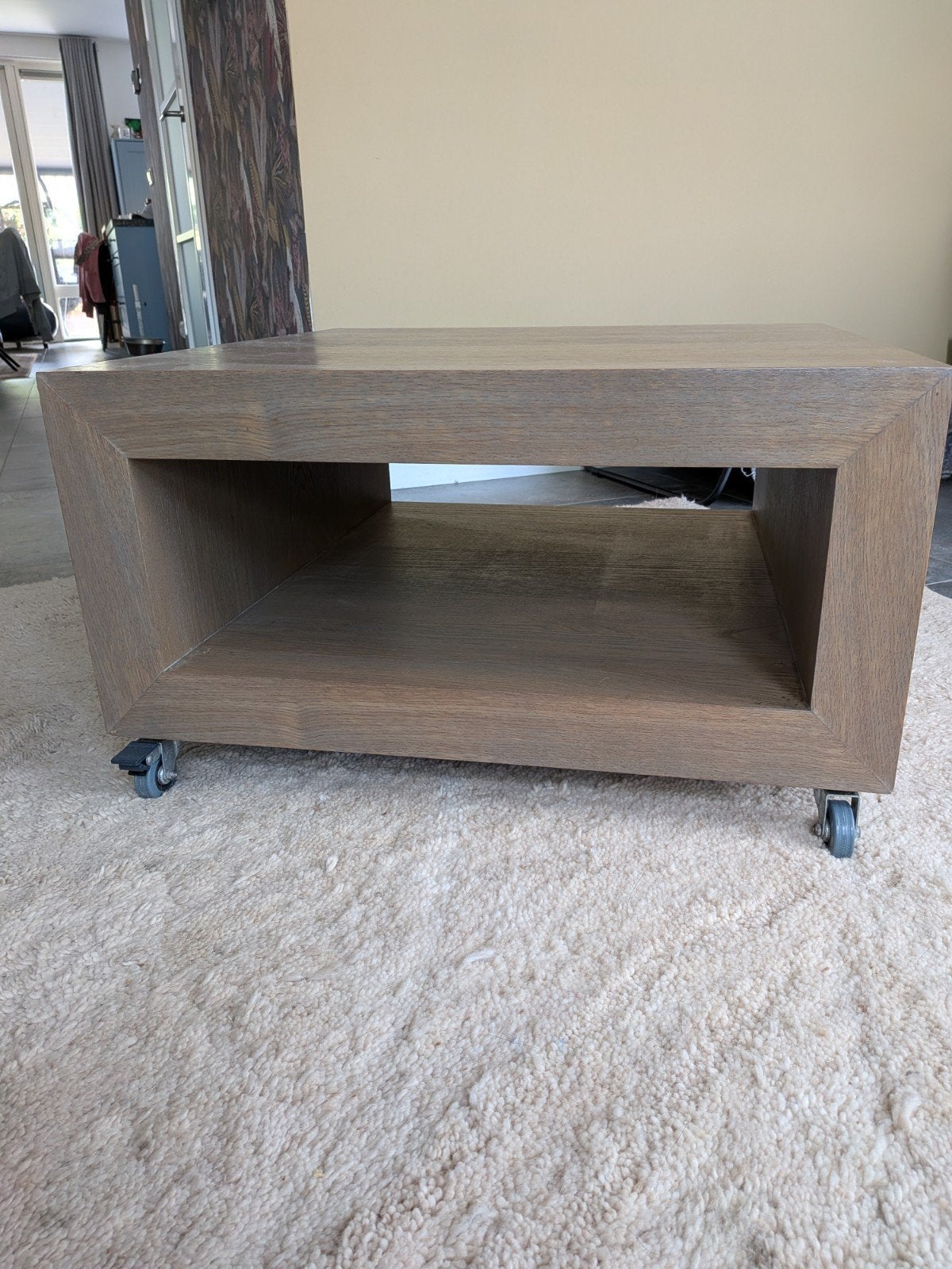 Goossens salontafel op wielen - eikenhout, Ophalen, Gebruikt, 50 tot 100 cm, 50 tot 100 cm