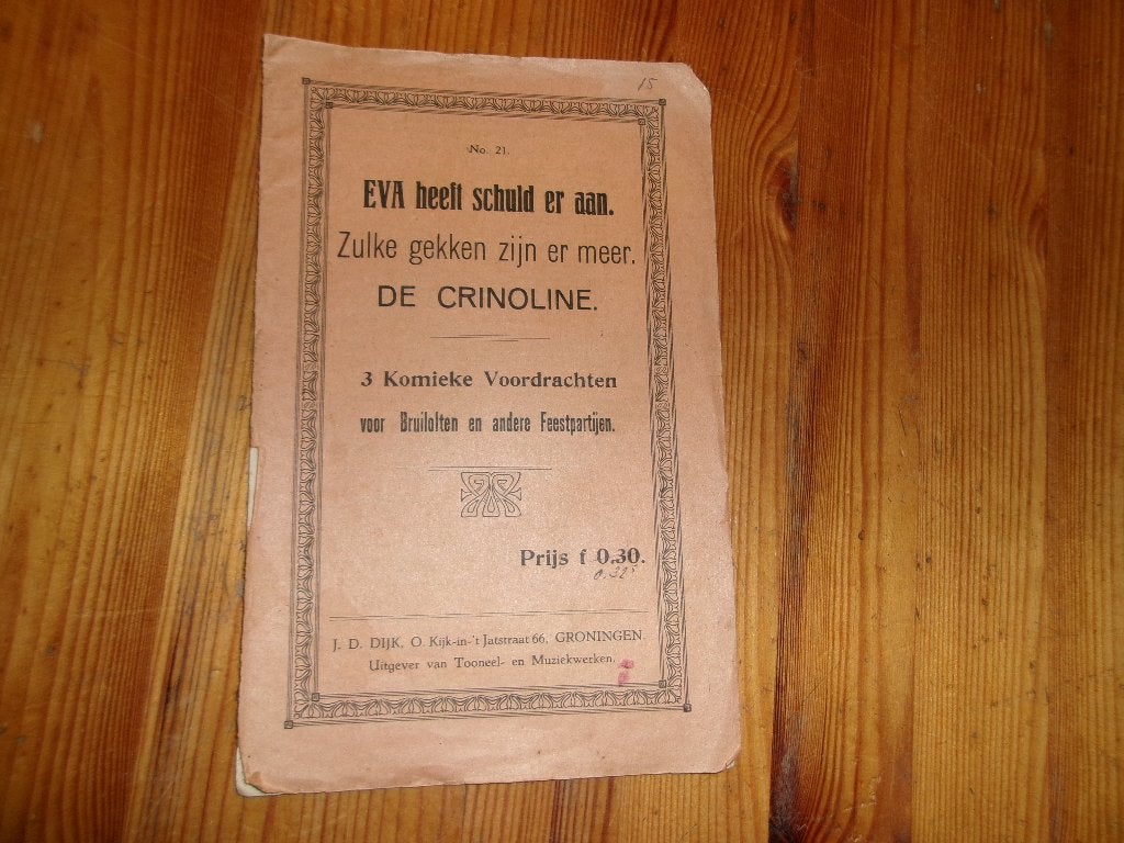 Eva heeft er schuld aan - De Crinoline, Ophalen of Verzenden, Gebruikt, Foto of Kaart