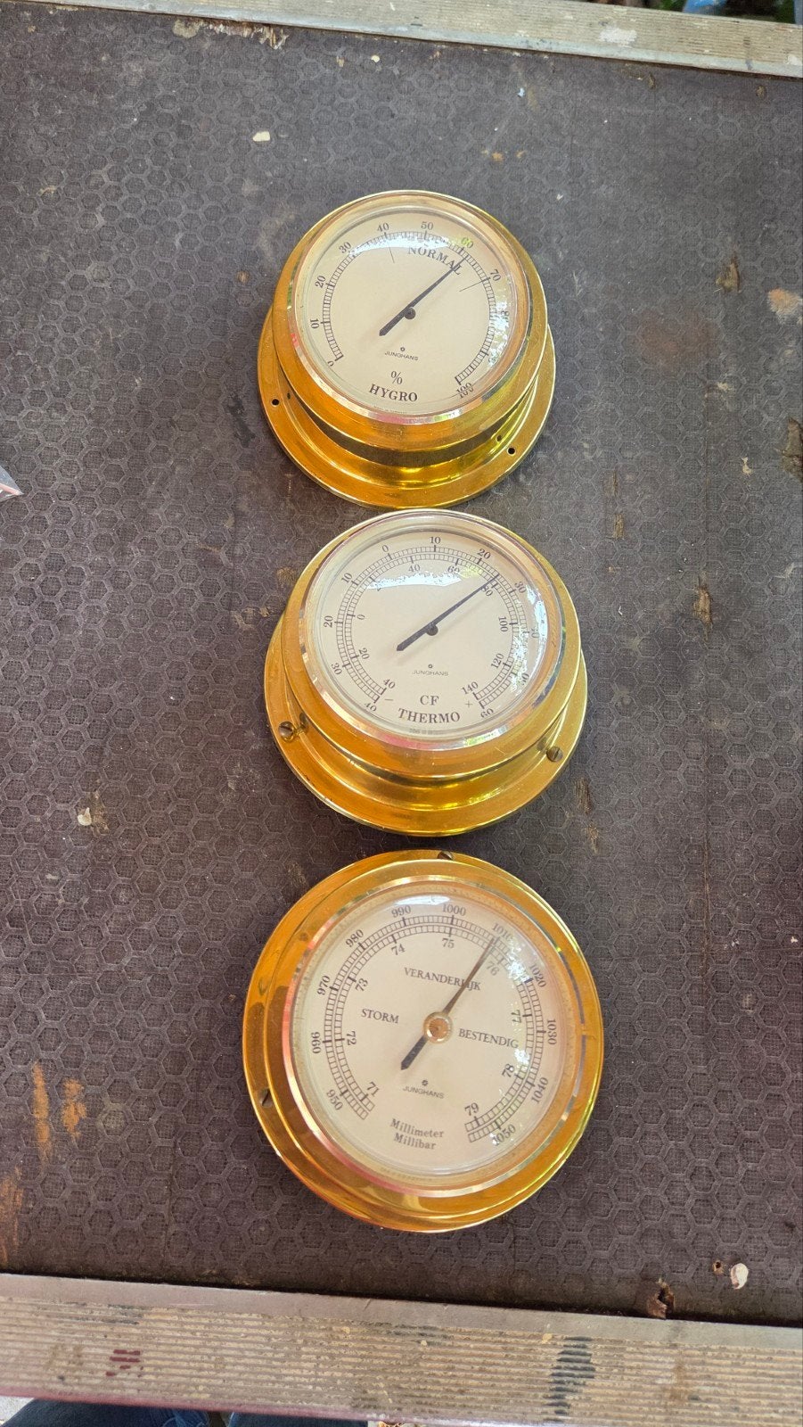 Vintage Weerstation Set: Barometer, Thermometer, Hygrometer, Ophalen, Gebruikt, Weerstation