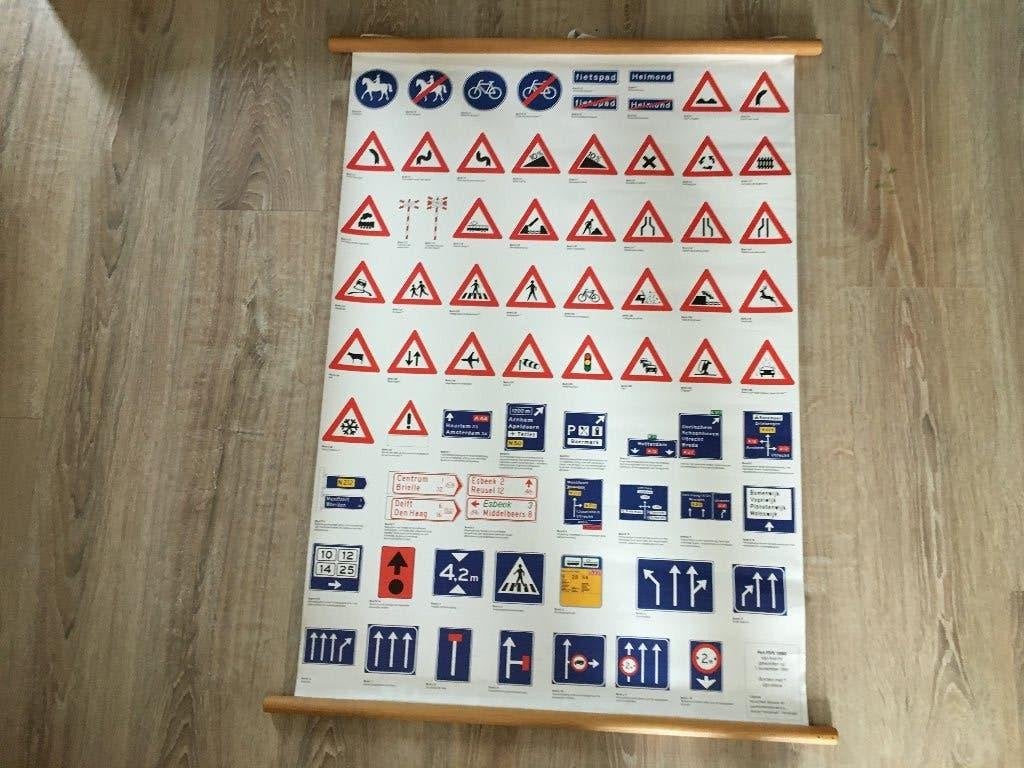 poster verkeer met verkeers borden erop mooi leerzaam, Deurposter of groter, Ophalen of Verzenden, Zo goed als nieuw, Overige vormen