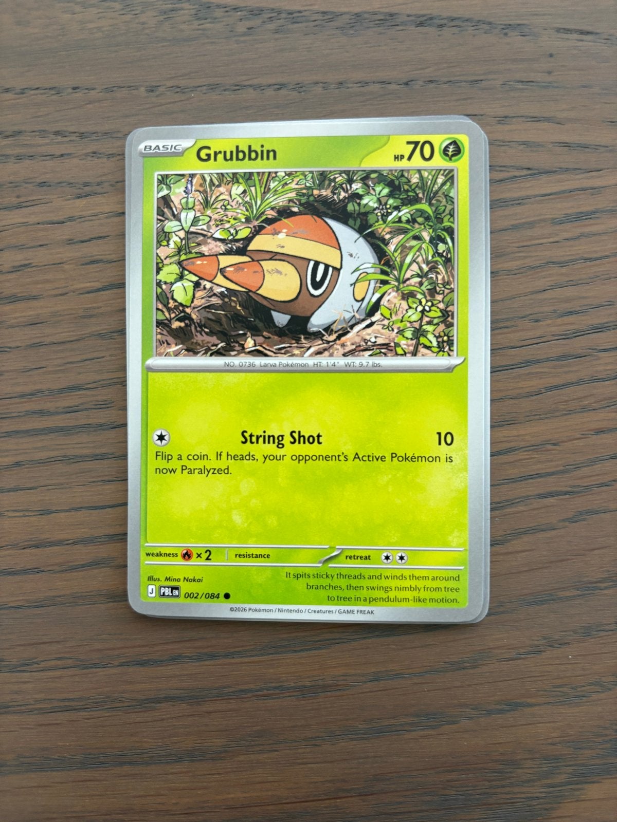 Pokémon Kaart: Grubbin 002/084 (PBL), Ophalen of Verzenden, Nieuw, Losse kaart