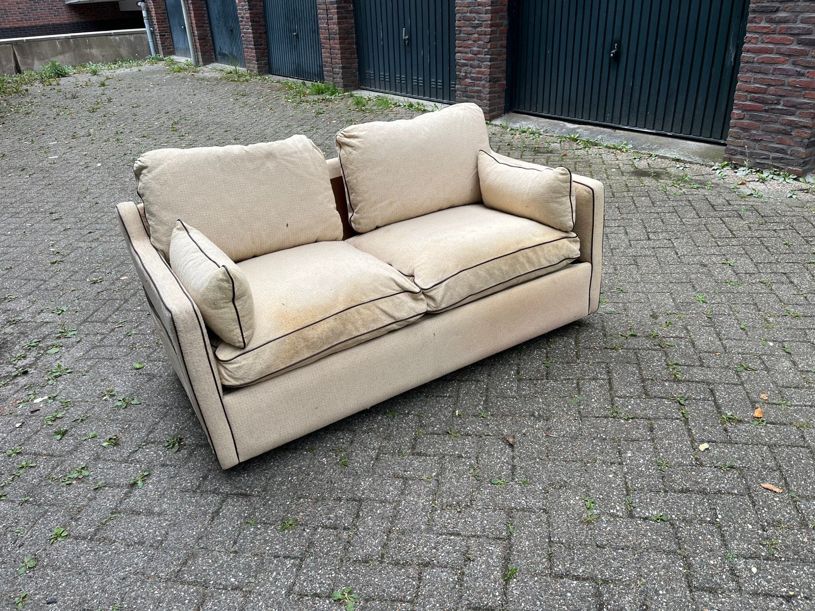 Vintage jaren 80 slaapbankje met matras, Huis en Inrichting, Banken | Bankstellen, Ophalen of Verzenden, Gebruikt, Stof, 150 tot 200 cm