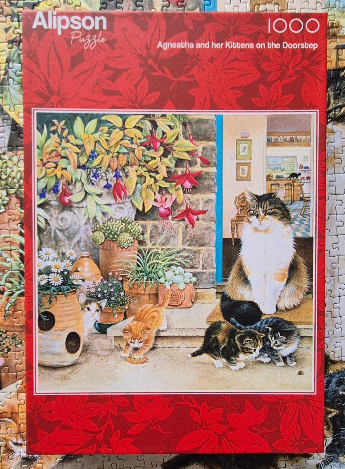 Alipson puzzel, poes met kitten., Ophalen of Verzenden, 500 t/m 1500 stukjes, Zo goed als nieuw, Legpuzzel