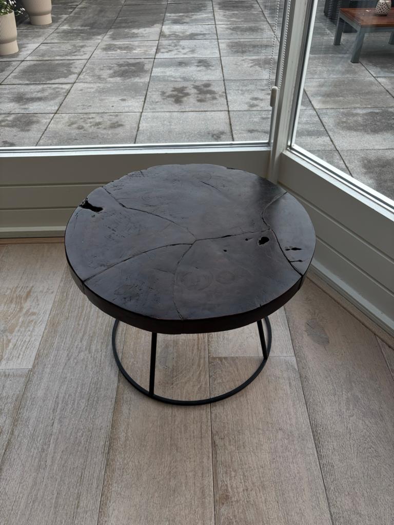 Echt houten Salontafel, Huis en Inrichting, Tafels | Salontafels, Ophalen, 100 tot 150 cm, Rond, 50 tot 100 cm