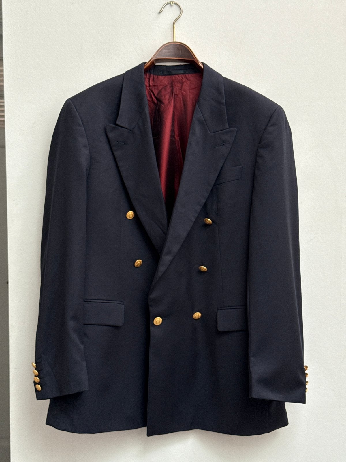 Van Overdijk Design navy wollen double breasted blazer, Ophalen of Verzenden, Zo goed als nieuw, Maat 52/54 (L), Blauw