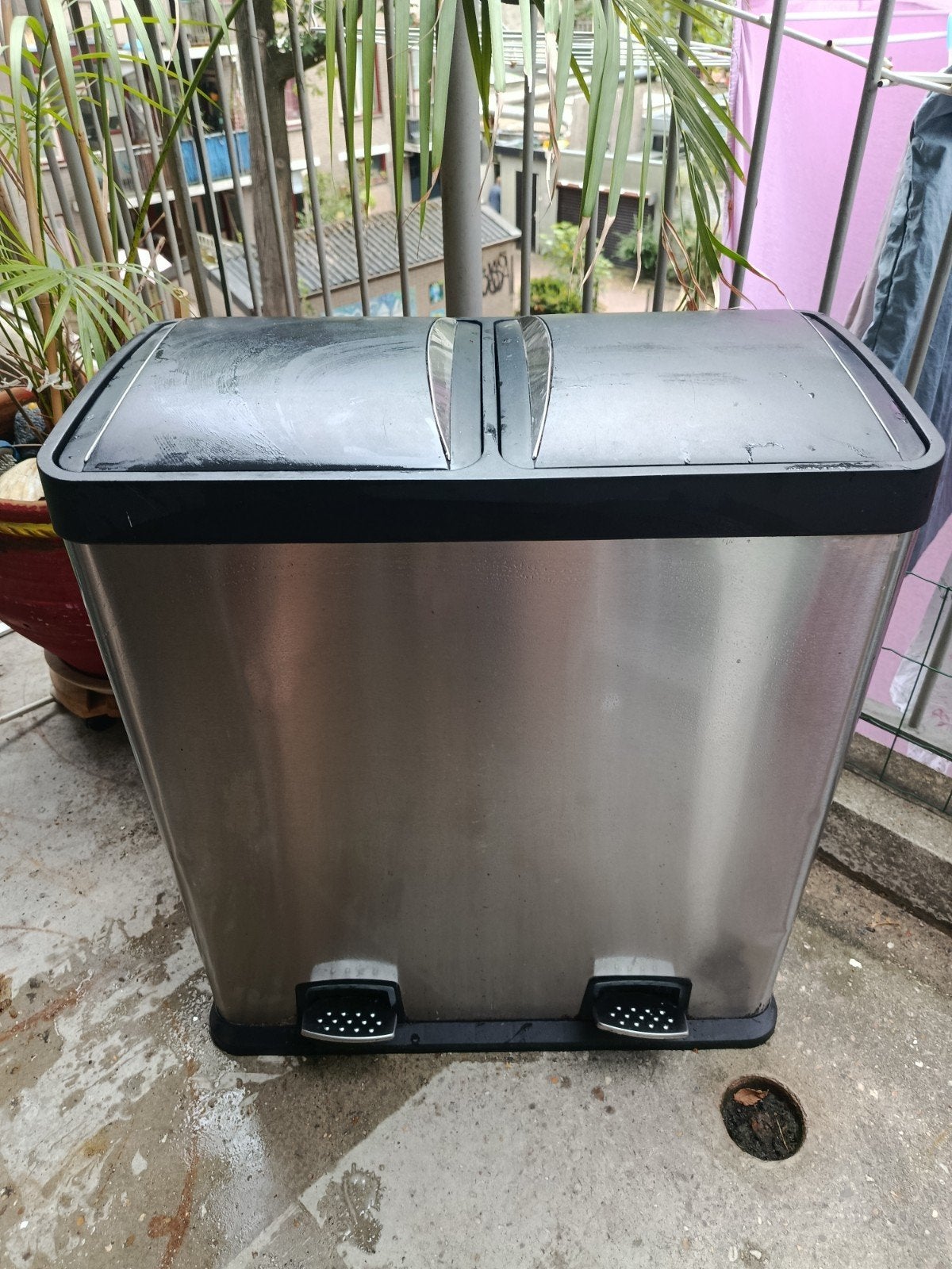 RVS Dubbel prullenbak, 40 liter of meer, Ophalen, Rvs