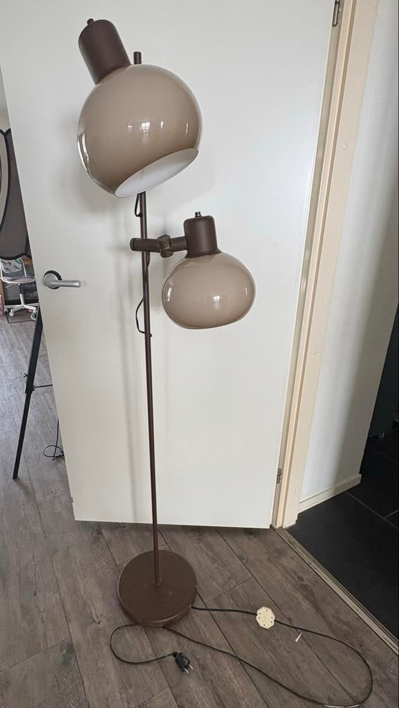 Vintage bollamp vloerlamp met twee kappen, Ophalen, Gebruikt, Kunststof, 150 tot 200 cm