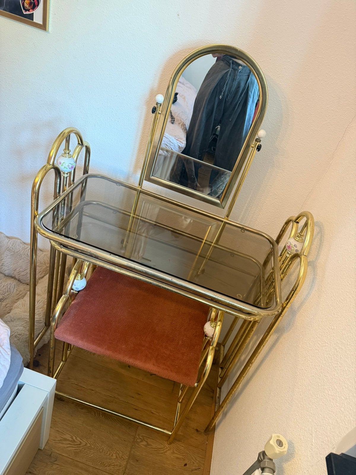 Hollywood Regancy kaptafel, Huis en Inrichting, Tafels | Kaptafels, Zo goed als nieuw, Minder dan 100 cm, 50 tot 100 cm, Glas