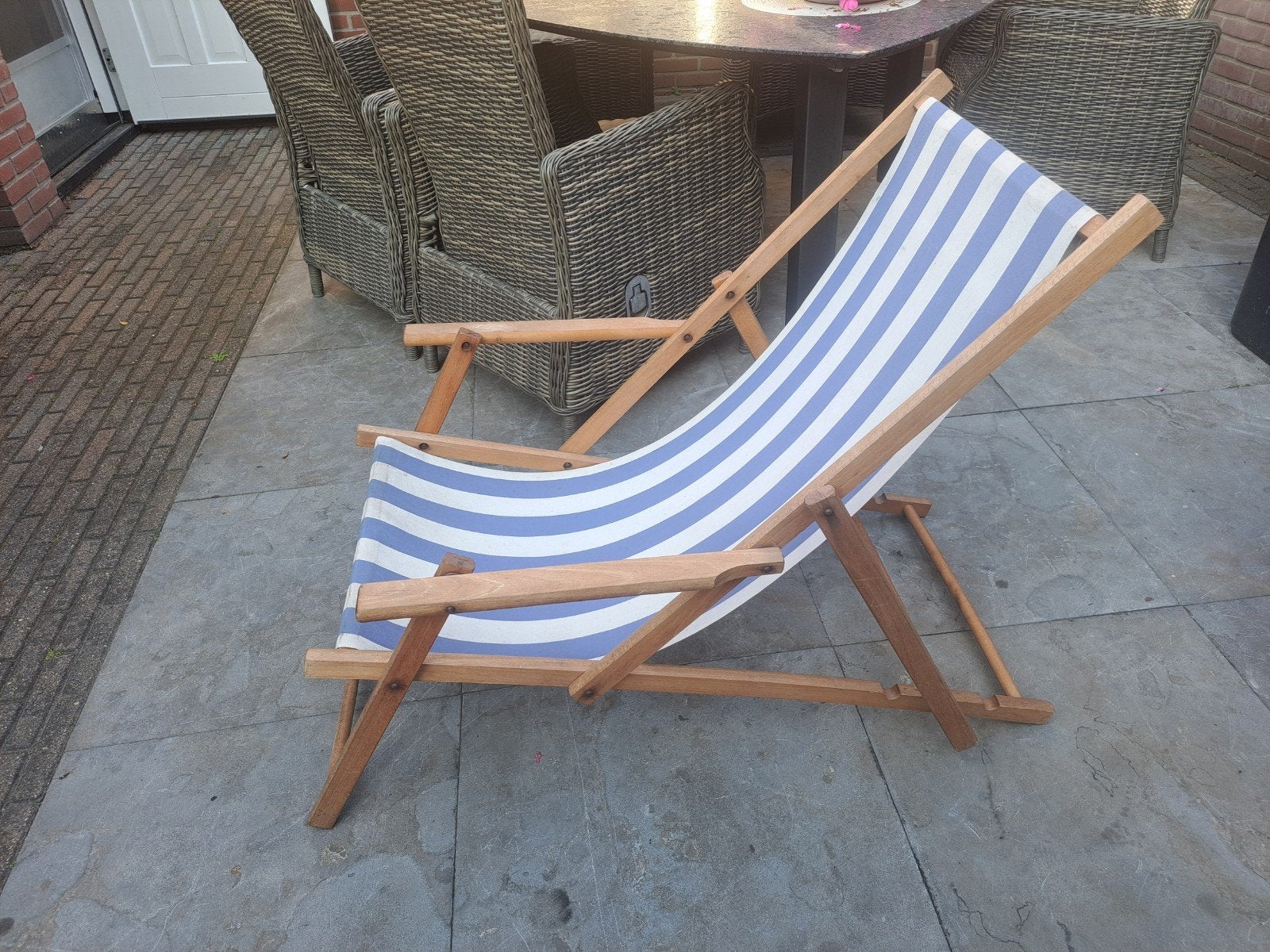 klassieke retro strandstoel, Ophalen, Hout
