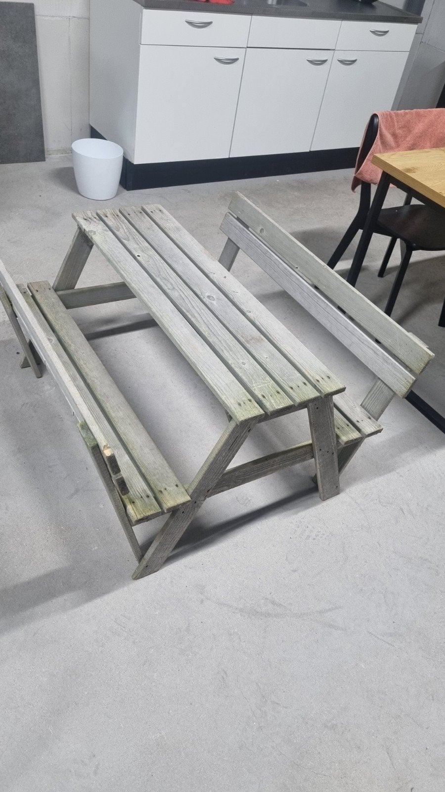 Kinder picknick tafel, Tuin en Terras, Gebruikt, Rechthoekig, Hout, Ophalen