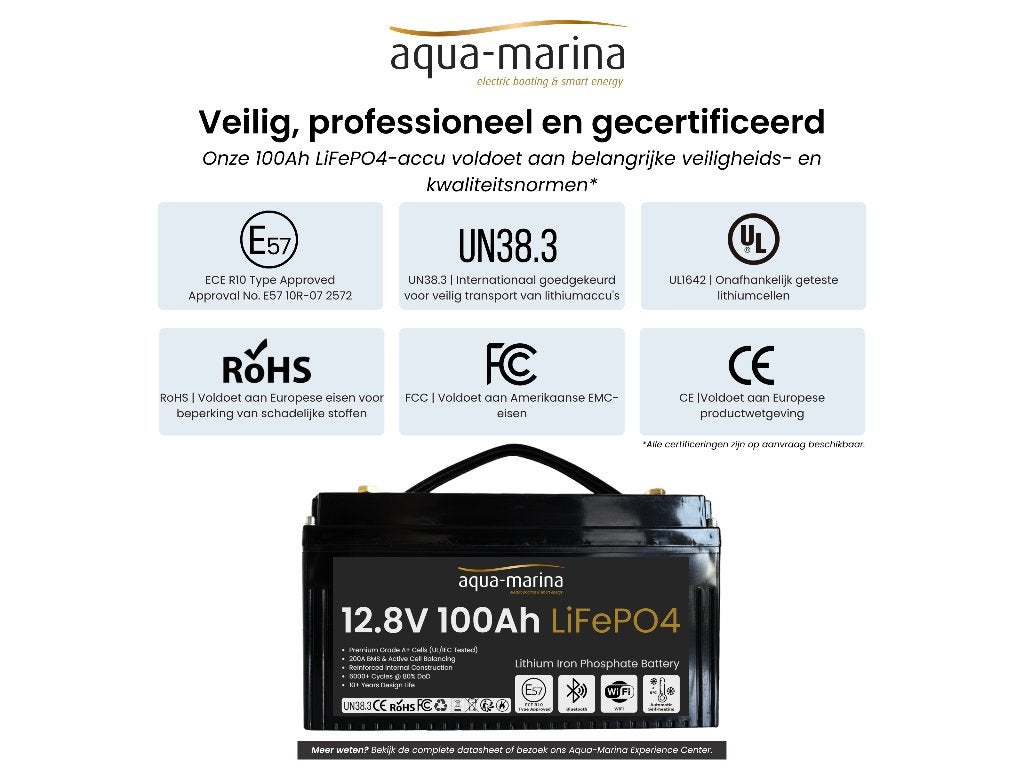 ProLine 100Ah LiFePO4 ECE R10 Bluetooth WiFi Self-Heating, Auto-onderdelen, Accu's en Toebehoren, Info@aqua-marina.nl, Aqua-Marina.NL