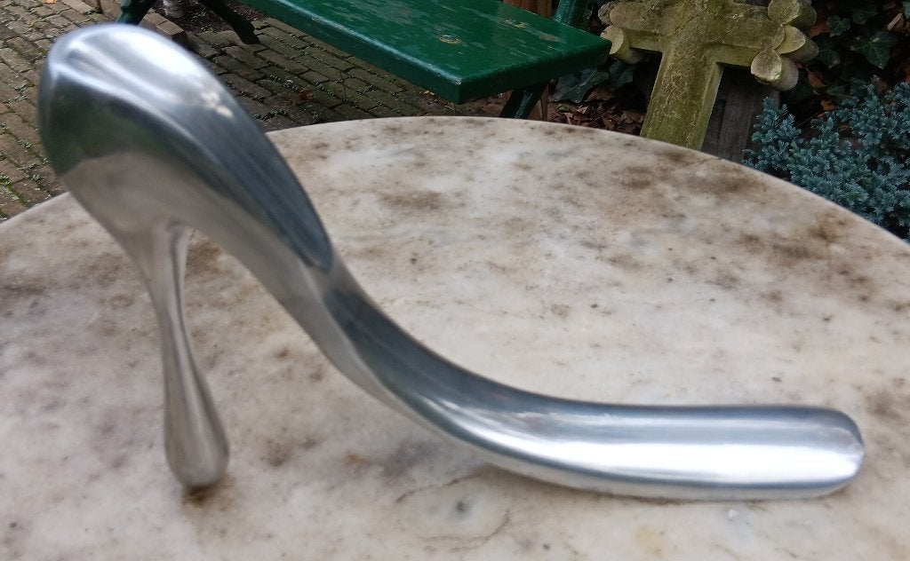 Vintage design schoenlepel MANOLO BLAHNIK stiletto highheels, Gesigneerd, Zilver, Object, Ophalen of Verzenden