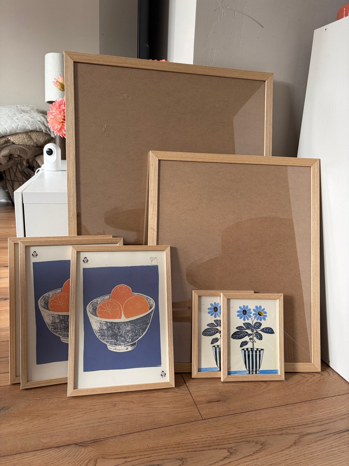 Set van 7 fotolijsten in diverse maten, Ophalen, Gebruikt, Beige, Fotolijst