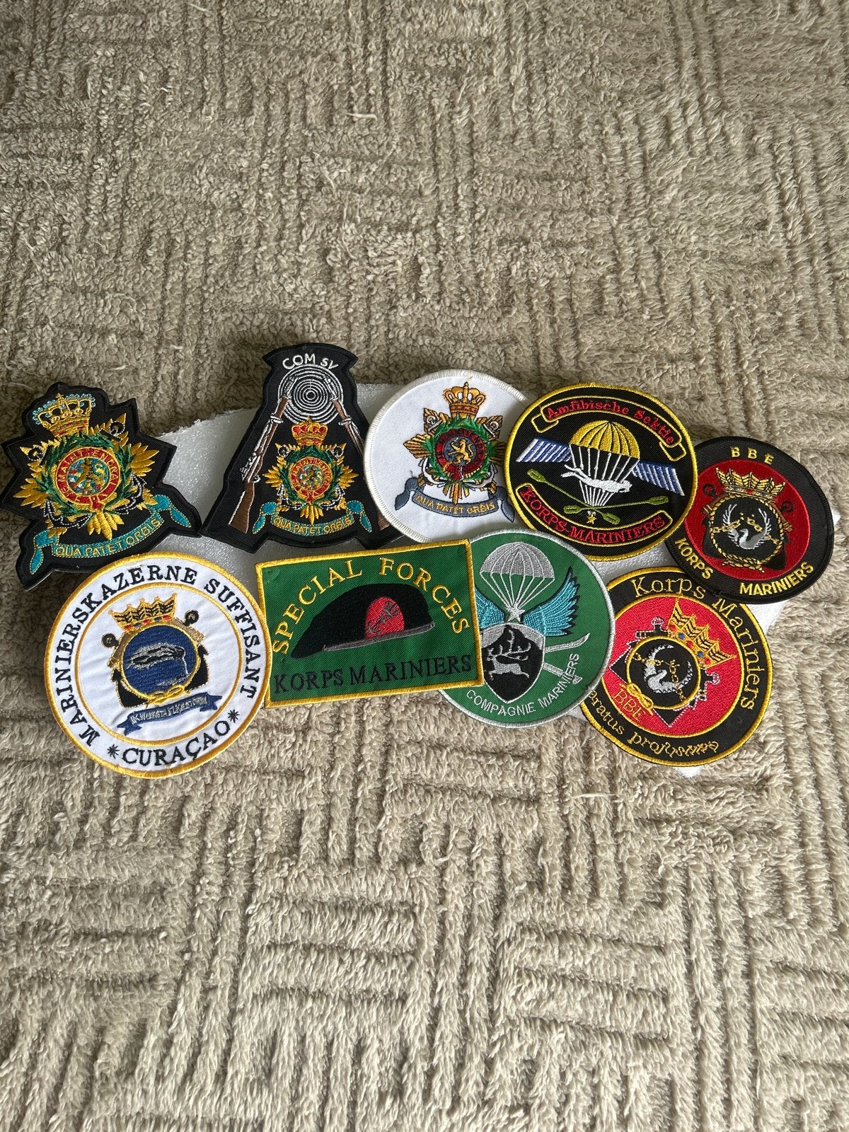 Collectie Korps Mariniers Emblemen - Diverse Eenheden, Ophalen of Verzenden, Marine, Nederland, Embleem of Badge