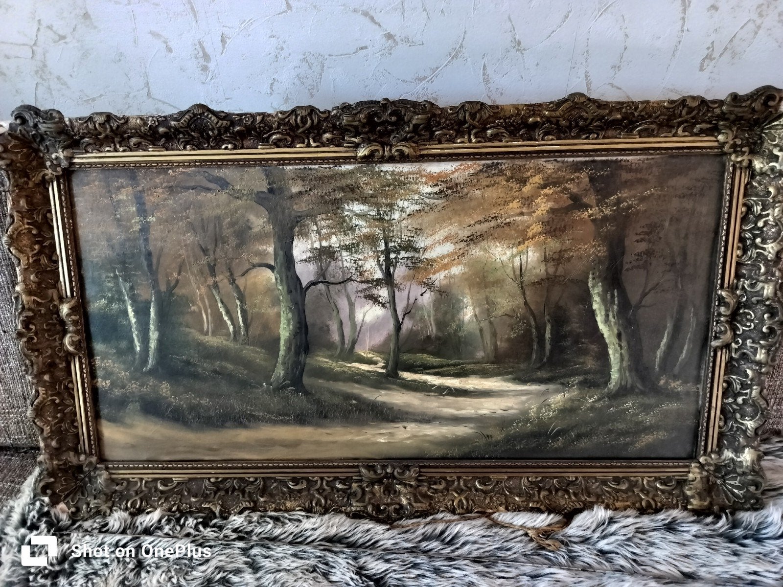 Antiek Schilderij: Boslandschap met Sierlijke Lijst, Ophalen of Verzenden