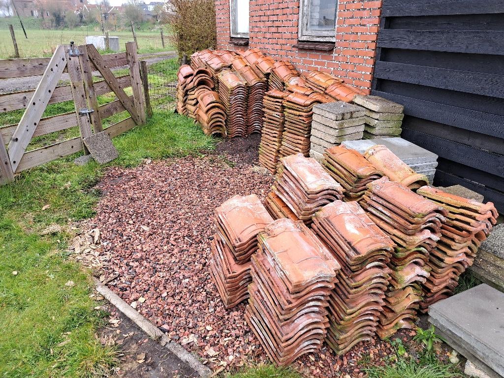 partij oranje van hulst en kurstjens dakpannen + nokvorsten, Ophalen, Gebruikt, Steen of Klei, 15 m² of meer