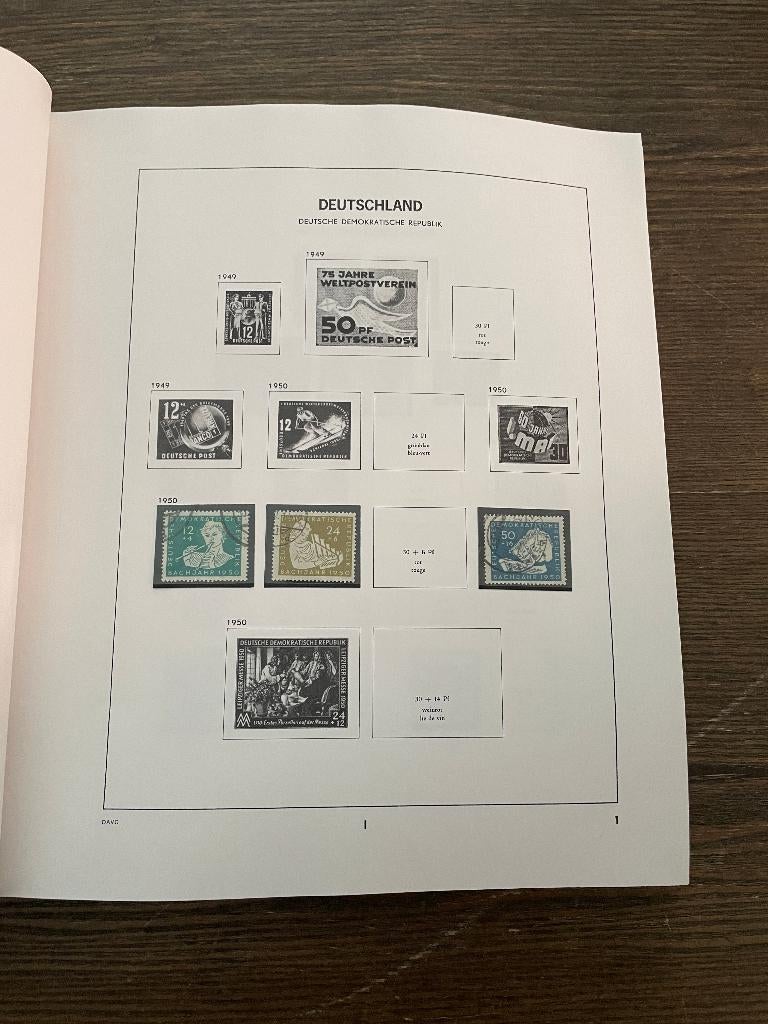 postzegels Duitsland DDR DAVO 1 en 2 in album klemstroken, Verzenden, DDR, Gestempeld