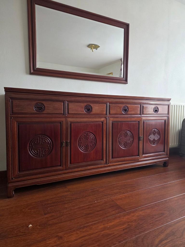 Exclusief Vintage Chinees Dressoir / Credenza - Rozenhout, Ophalen