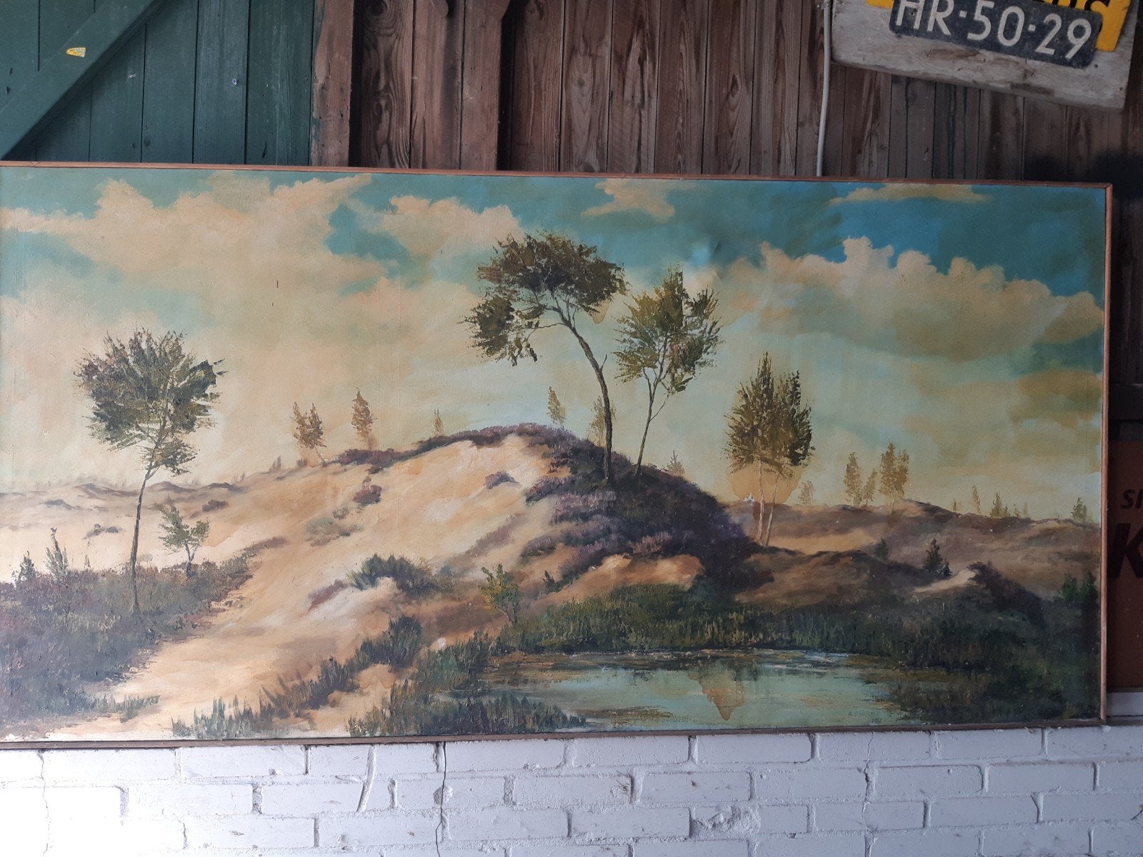 Groot Schilderij: Duinlandschap met Waterpartij, Ophalen, Doek, Realistisch, Origineel werk