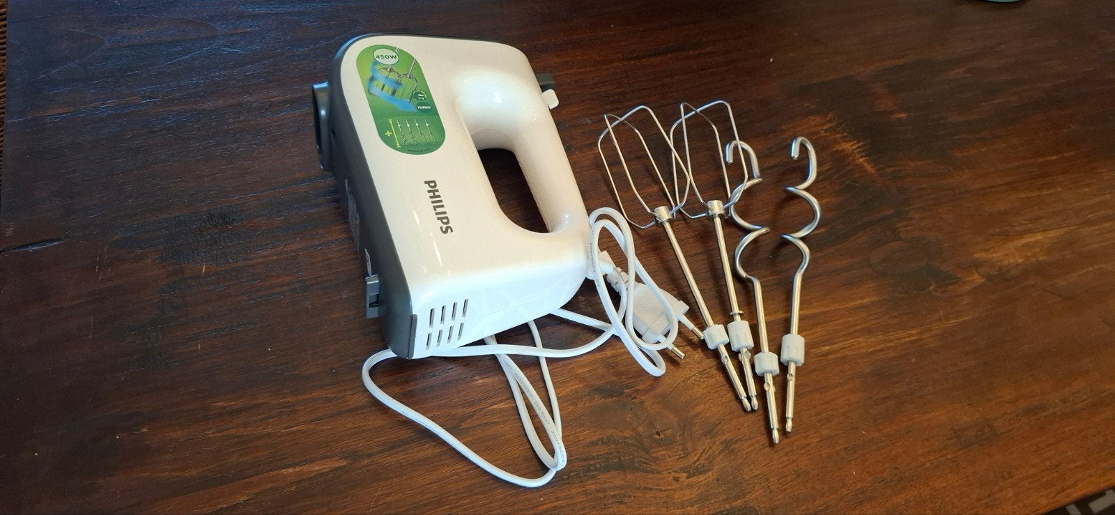 Philips Handmixer 450W met 5 snelheden en turbofunctie, Ophalen of Verzenden, Zo goed als nieuw, 3 snelheden of meer